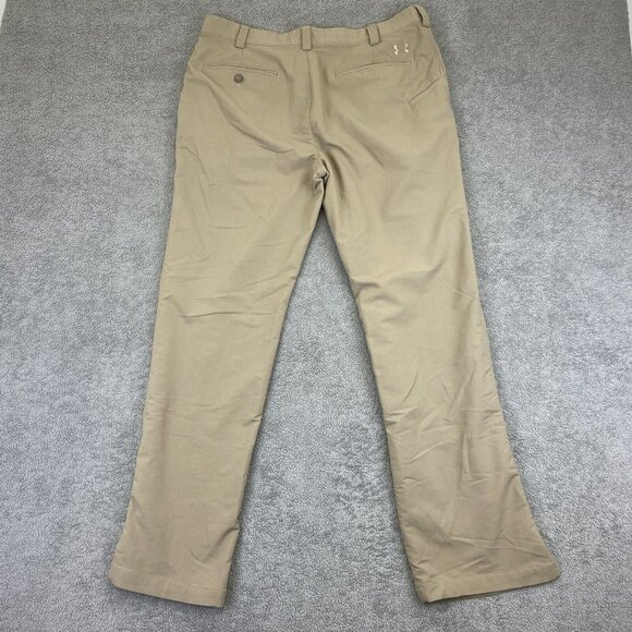 Under Armour Mens 34x32 (Fits 34x30) Khaki Golf Pants Straight Leg Chino FLAWS - Picture 2 of 11